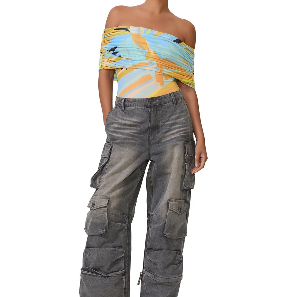 AFRM Divya Colorful Off-Shoulder Bodysuit